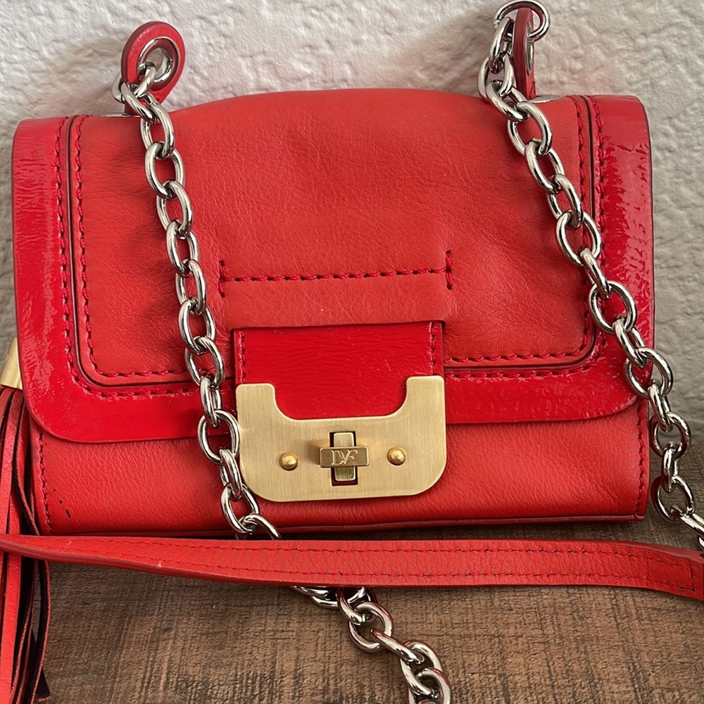 Diane Von Furstenberg Red Leather Mini Harper - Picture 2 of 10